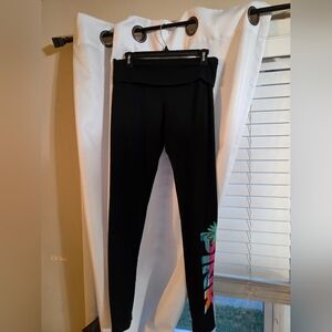 PINK Victoria's Secret Black Leggings with Vibrant Side Design